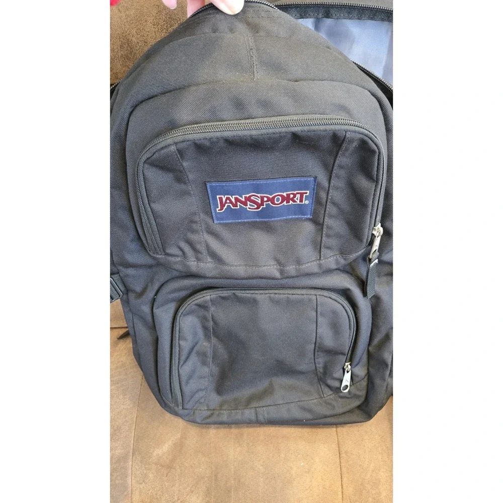JanSport Black Backpack Multi Pocket Laptop School Bookbag EUC Travel Tactical